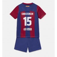 Camisa de Futebol Barcelona Andreas Christensen #15 Equipamento Principal Infantil 2023-24 Manga Curta (+ Calças curtas)